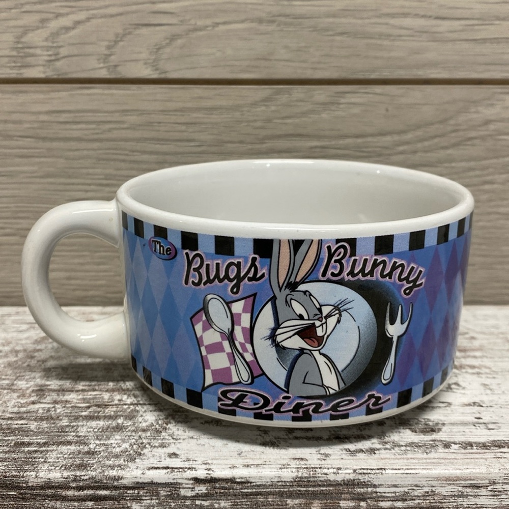 Vintage 1998 Bugs Bunny Diner Soup Mug/Bowl With Handle